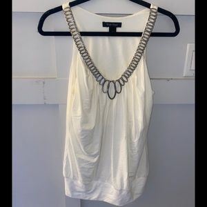 White House Black Market Embellished Necklace Sleeveless Blouse Size M